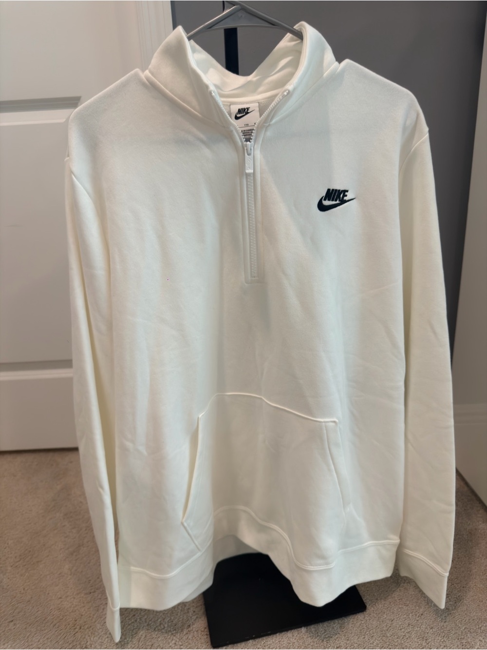 NWT Nike White Half-Zip Hoodie with Black Swoosh-xxl